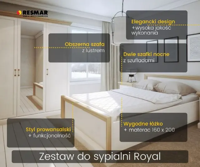 zestaw mebli do sypialni royal sosna nordycka + dąb dziki