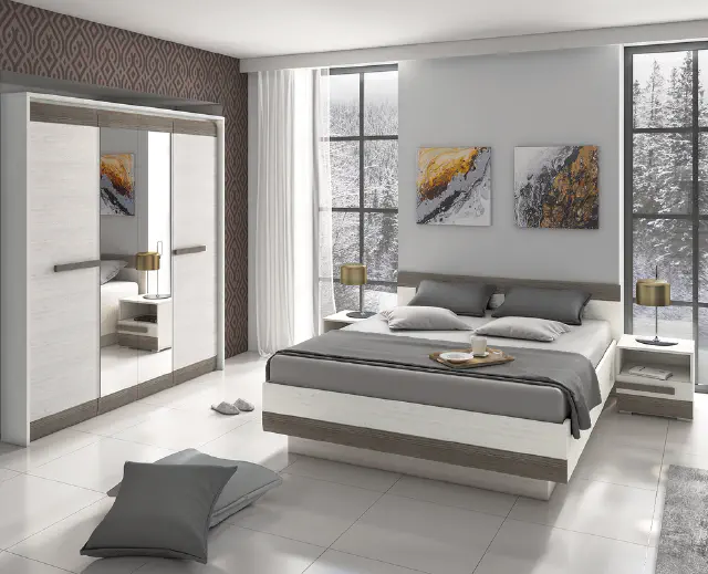 zestaw mebli do sypialni blanco z łóżkiem 160x200 cm i stelażem