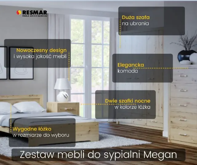 zestaw mebli do sypialni megan