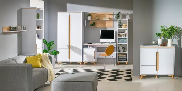 zestaw mebli młodzieżowych gappa w kolorze biały brylantowy + jesion