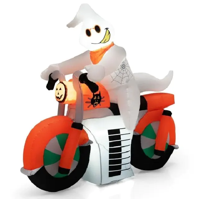 dekoracja halloween duch na motorze ze światłami led