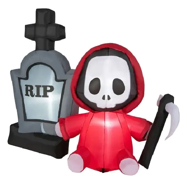 dekoracja halloween nadmuchiwany duch z nagrobkiem