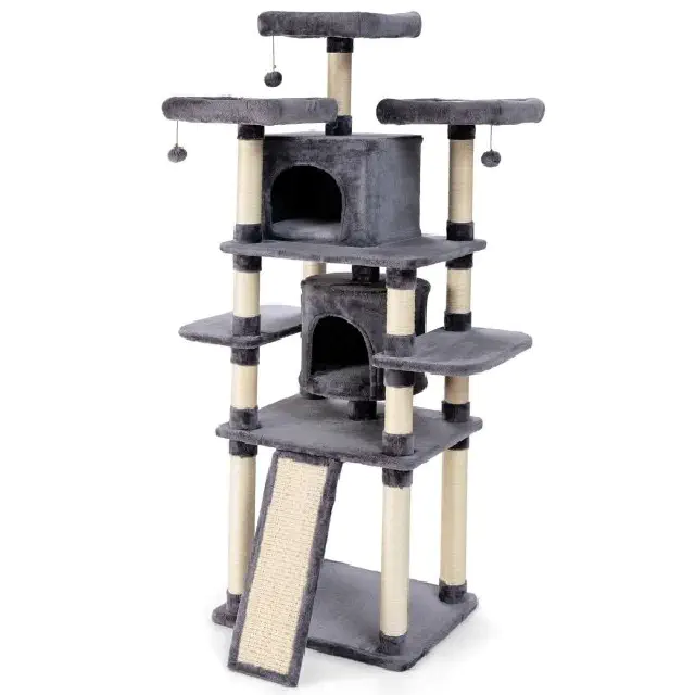 duży drapak dla kota z wieloma platformami i budkami 60 x 50 x 170 cm